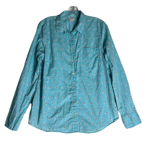J. Crew Tops - J Crew Re-imagined Classic Fit Womens Button Down Floral Cotton Shirt Size L